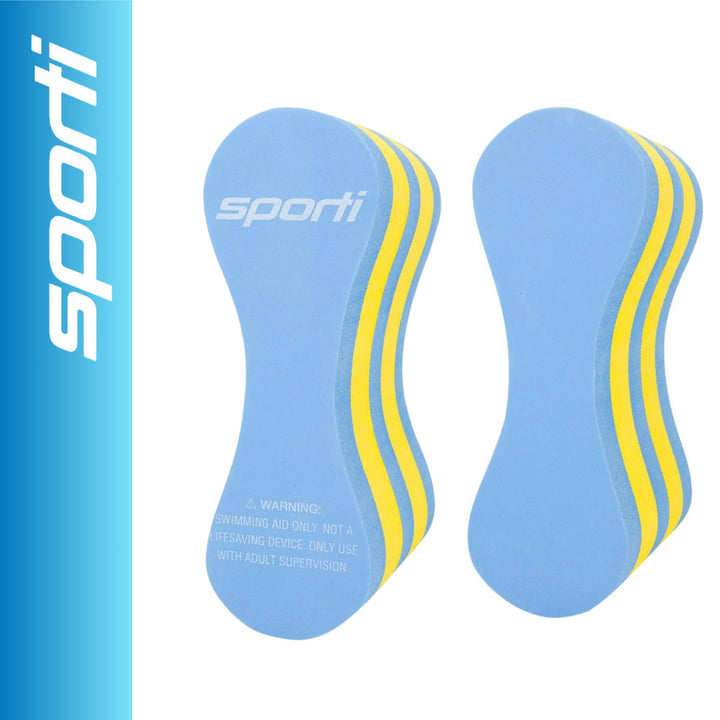Sporti Pull Buoy for Women & Men Competitive, Swim Trainer Gears, Swim Buoy for Lap Swimming, EVA 5-Layer Pull Buoy Leg Float - Blue/Yellow/Blue