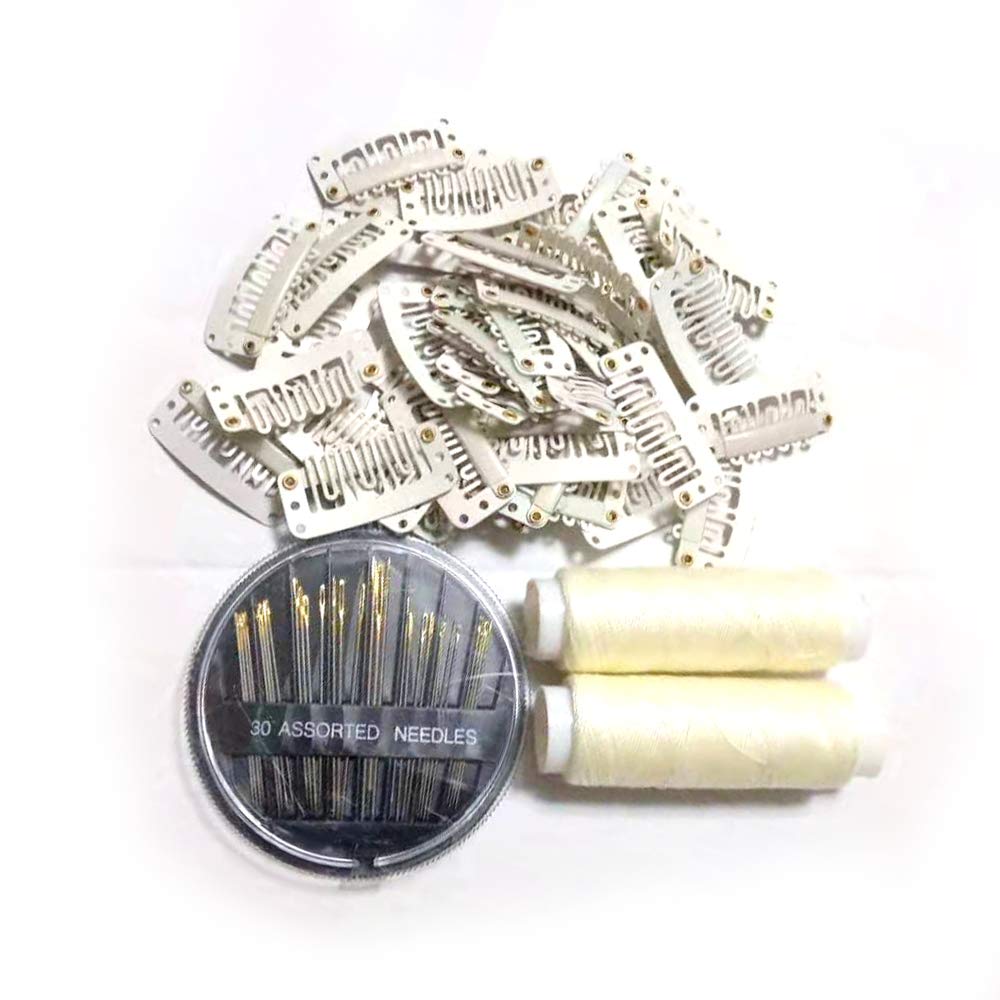 50Pcs Hair Extensions Clips U-Shape Stainless Steel Snap Clips For Wigs And Hair Extensions And Hairpieces 30 Assorted Sewing Ne