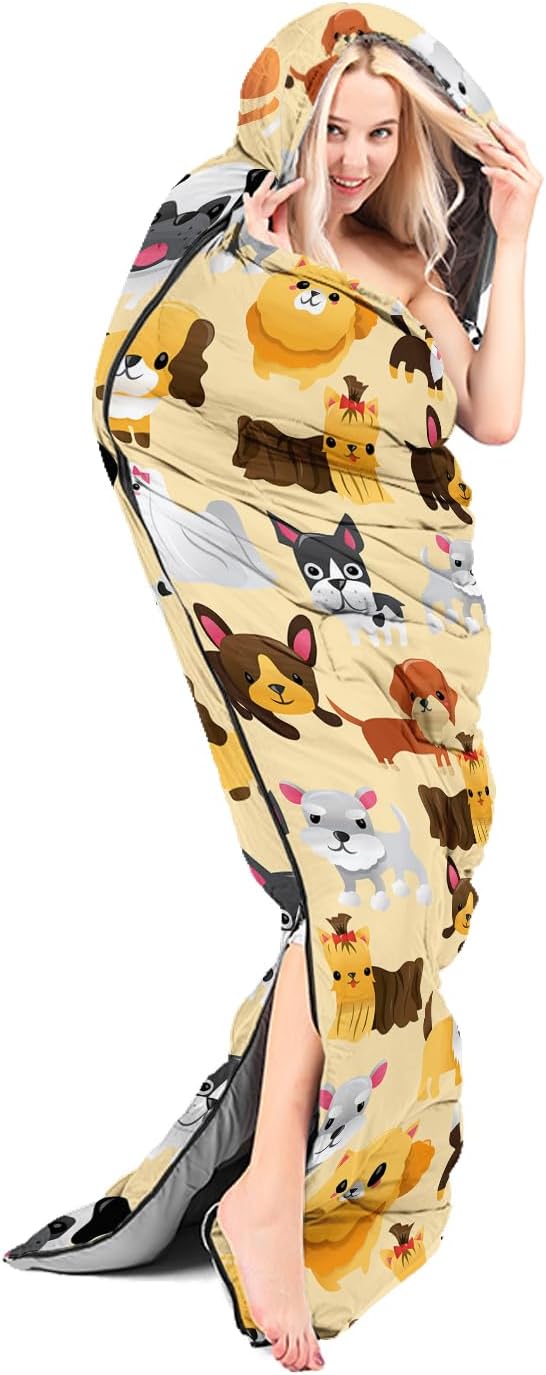 AILONEN Cartoon Fox Camping Sleeping Bag for Boys Girls Adults,Lightweight & Waterproof,3 Season Warm & Cold Weather,Portable,Kawaii Fox Printed Sleeping Bag,Traveling,Camping,Hiking