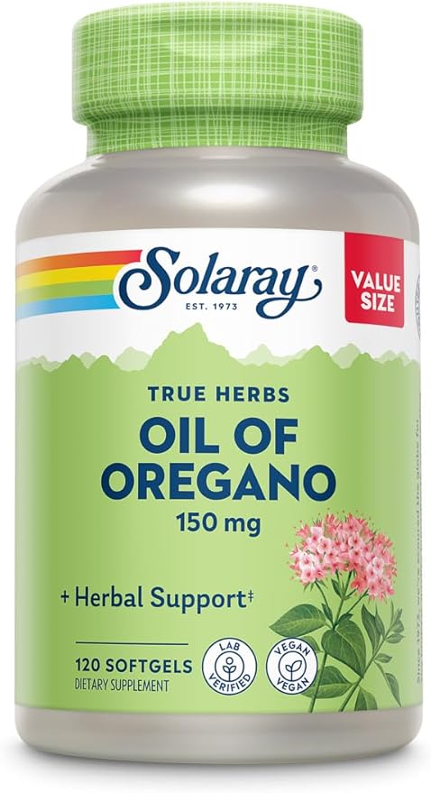 SOLARAY Oil of Oregano Softgels 150 mg - Oregano Oil Supplement for Powerful Wellness Support - Gentle Digestion - Extra Virgin Olive Oil Base - Vegan, 60-Day Guarantee - 120 Servings, 120 Softgels