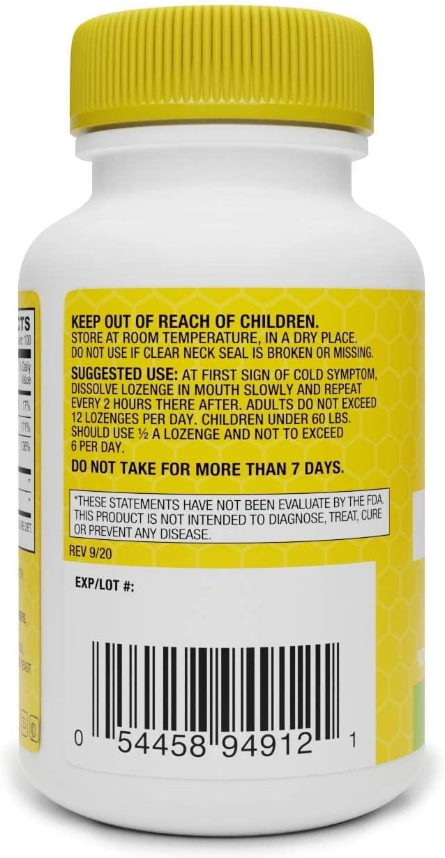 Basic Brands Zinc Lozenges, 100 Count, Lemon