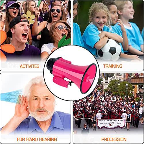 30 Watt Power Portable Megaphone Bullhorn Speaker Voice, Siren/Alarm and 240S Recording with Volume Control and Strap (DeepPink)