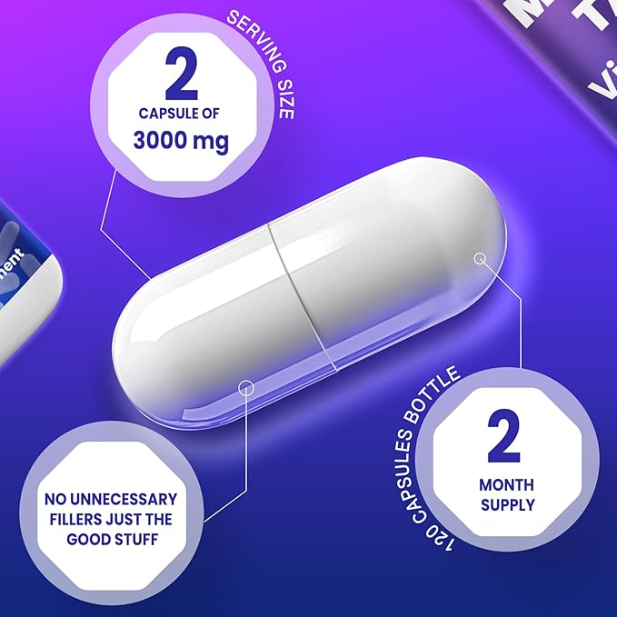 Magnesium Taurate Supplement 1500mg,with Vitamins B6, C & D3,High Absorption for Energy,Vegan, Gluten Free,120 Capsules,2 Month Supply