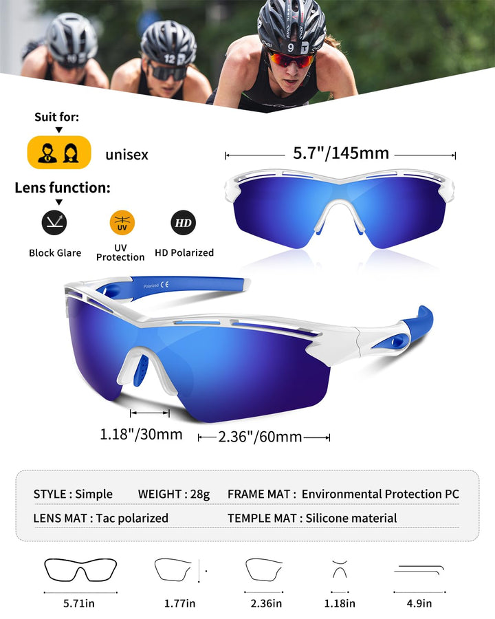 Polarized Sports Sunglasses for Men Women Youth Baseball Cycling Running Driving Fishing Tennis Golf Motor TAC UV400 TR90