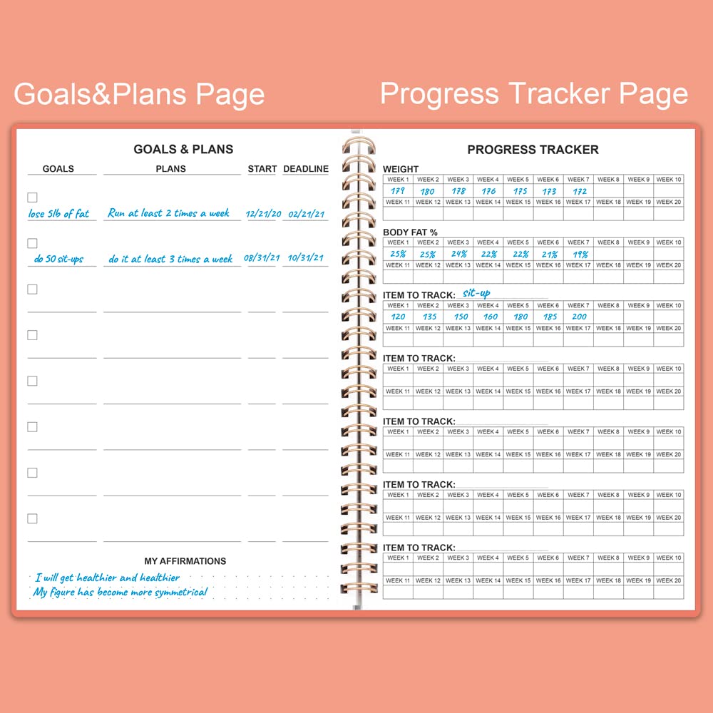 Fitness Planner for Women & Men - A5 Workout Log Book/Exercise Workout Log to Track Weight Loss, GYM, Bodybuilding Progress - Daily Health & Wellness Workout Journals, 5.8X8.25 In Workout Book