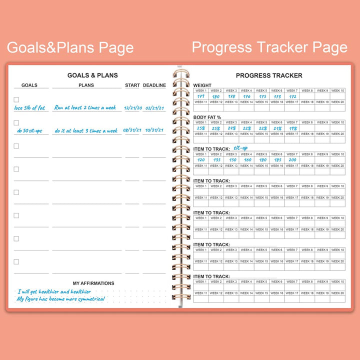Fitness Planner for Women & Men - A5 Workout Log Book/Exercise Workout Log to Track Weight Loss, GYM, Bodybuilding Progress - Daily Health & Wellness Workout Journals, 5.8X8.25 In Workout Book