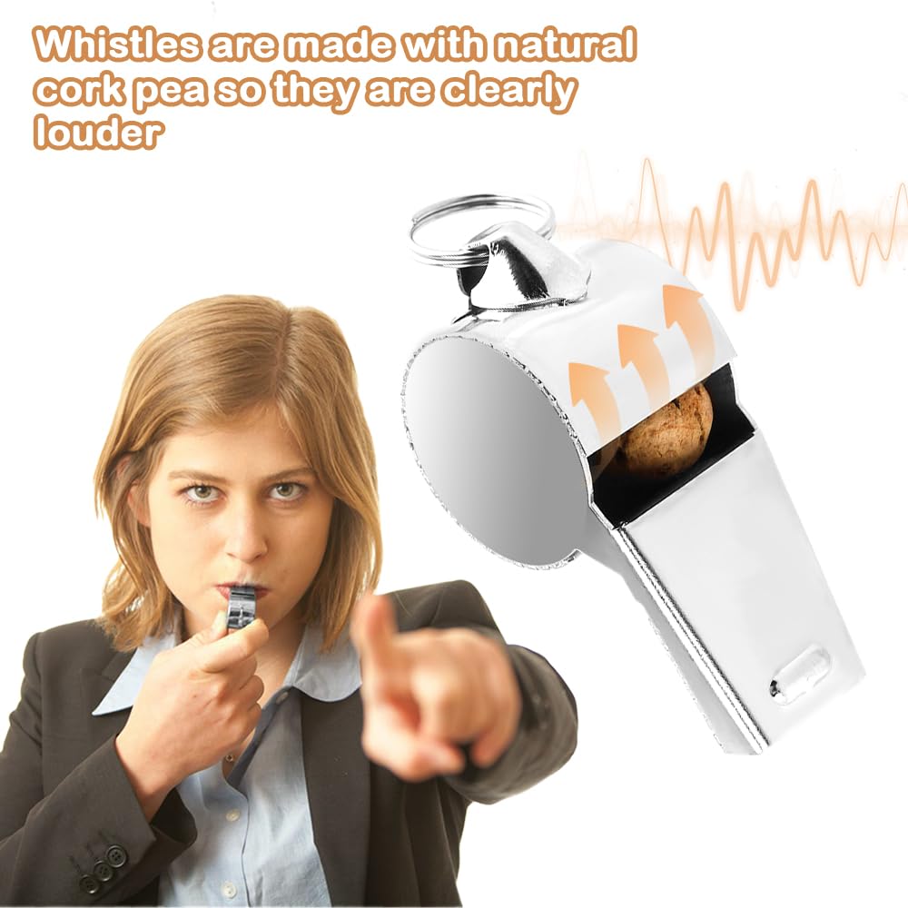 Bsofing 4 Pack Whistle, Coaches Whistle with Lanyard, Whistle for Coaches, Whistle for Teachers, Stainless Steel Sports Whistles, Loud Crisp Sound Whistles Great for Coaches, Referees, and Officials