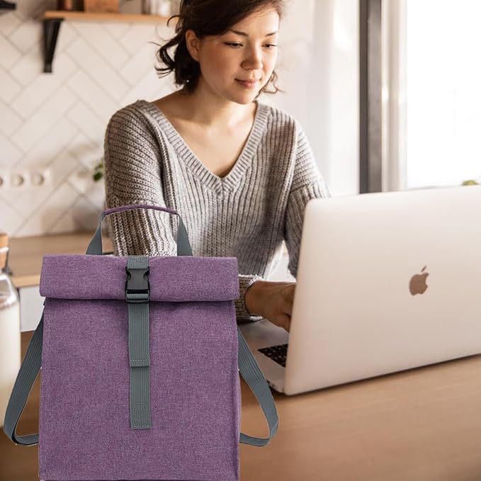 Unisex Insulated Lunch Bag, Purple, 8.8" x 6" x 9"