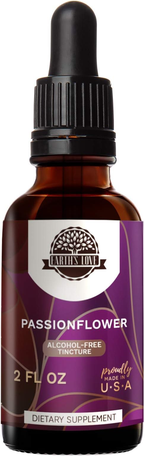 Earth's Love - Passionflower Alcohol-Free Herbal Extract Tincture, Super-Concentrated Passionflower (Passiflora Incarnata) Dried Herbs (2 Fl Oz)