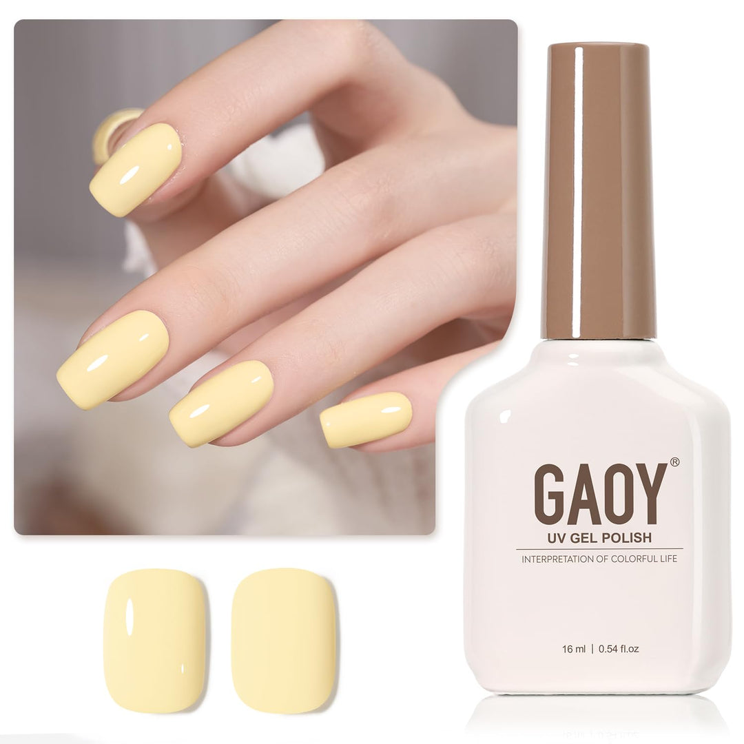 Gaoy Pastel Yellow Gel Nail Polish, 16Ml Soak Off Gel Polish, Uv Light Cure For Nail Art Diy Manicure At Home, 1997 Pastel Yello