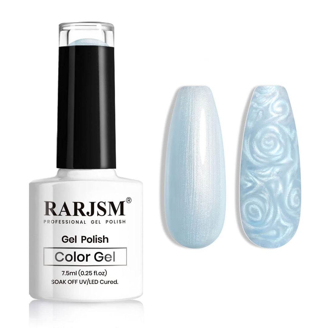 Rarjsm Pearl Gel Nail Polish, Glitter Drawing Gel Polish Sky Blue Shimmer Mermaid Nail Gel Soak Off Uv Gel For Salon Home Diy Ma