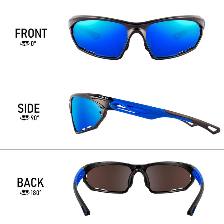 BIRCEN Polarized Sport Sunglasses for Men - Women UV Protection Shades for Motorcycle Golf Baseball Cycling Fishing Driving