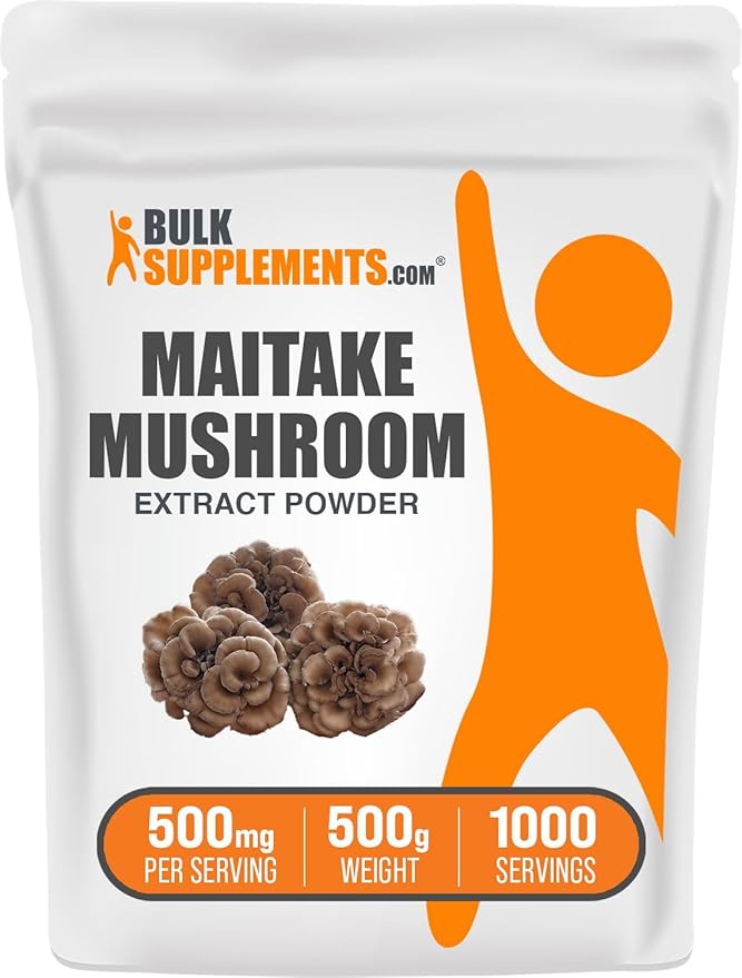 BulkSupplements.com Maitake Mushroom Extract Powder - Superfood Supplement, Maitake Mushroom Supplement - Gluten Free, 500mg per Serving, 500g (1.1 lbs) (Pack of 1)