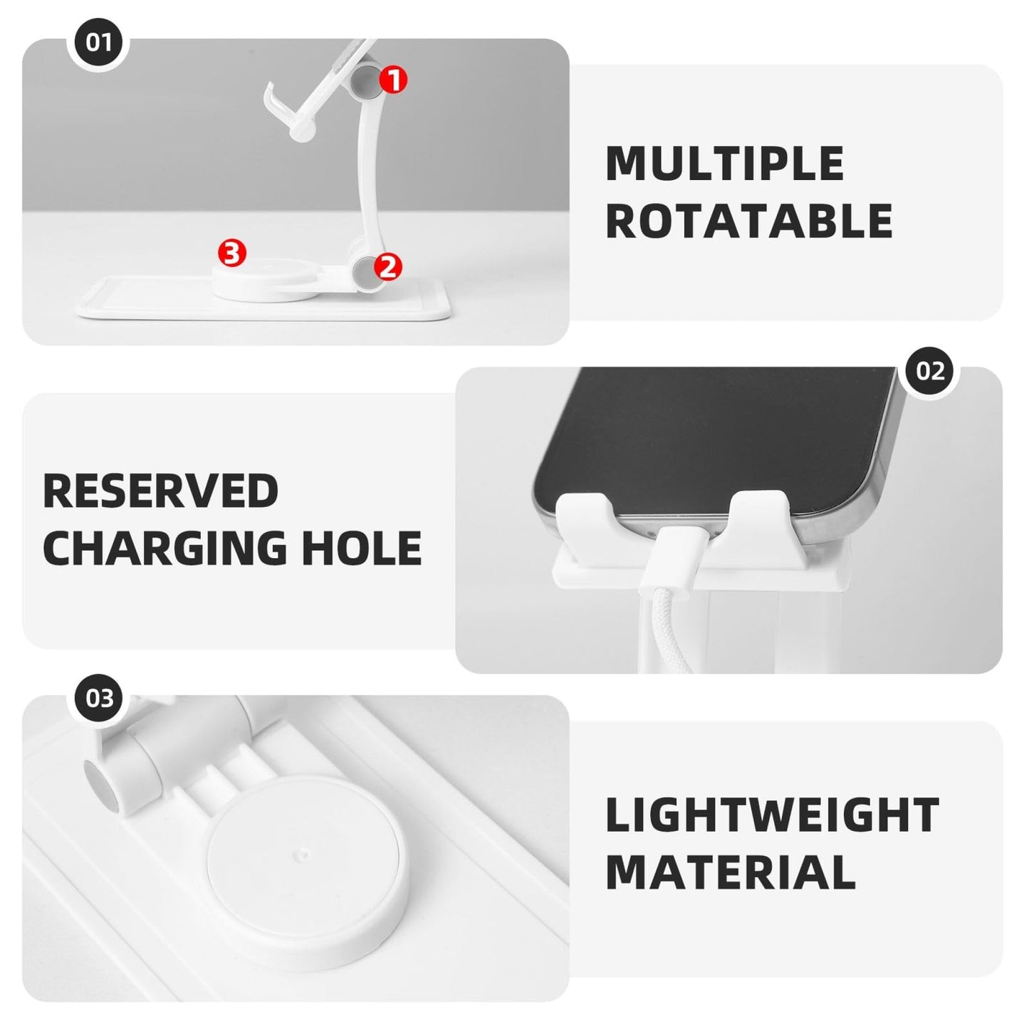 Sunflower Seeds and Sunflowers Cell Phone Stand 360° Adjustable Foldable Desktop Phone Holder Cradle Compatible with Most Mobile Phones White
