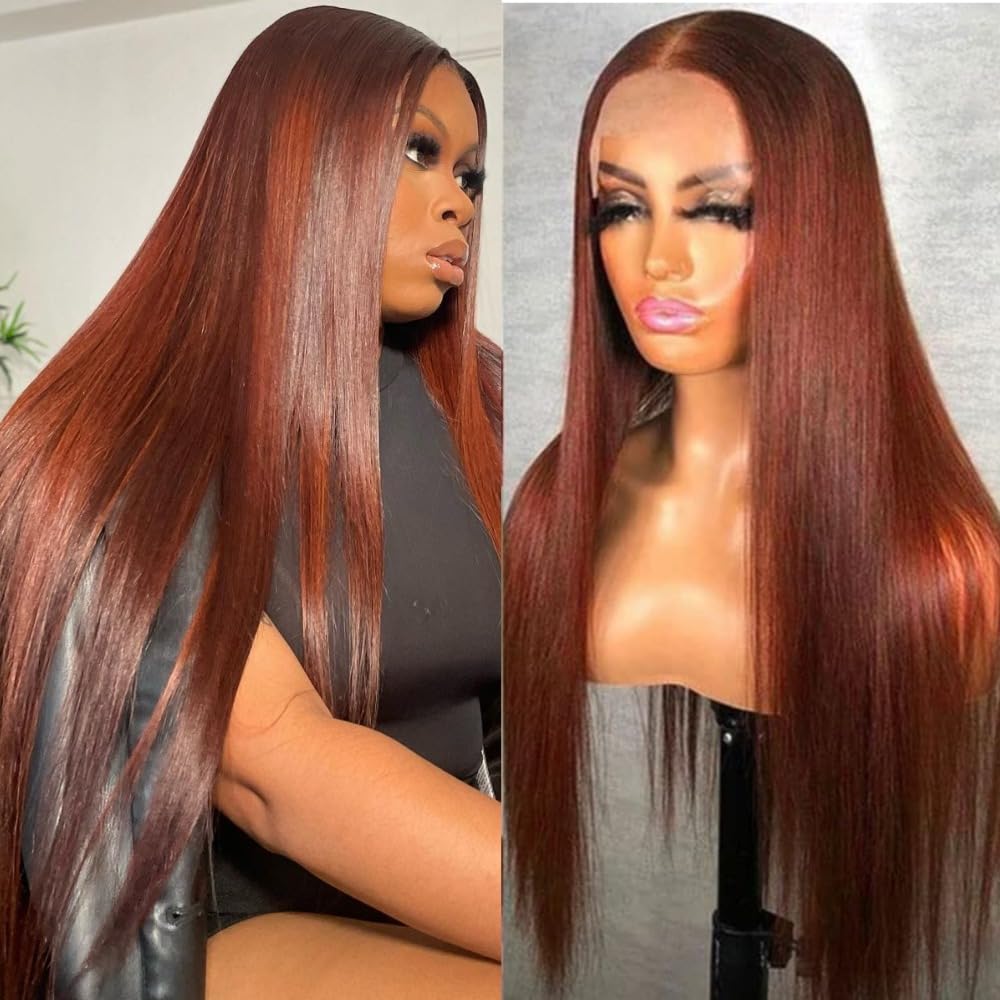 250 Density Reddish Brown Ultra-Thin Invisible Hd Lace Front Wigs Human Hair Upgraded Tiny Knots 30Inch Real Full Large Lace Spa