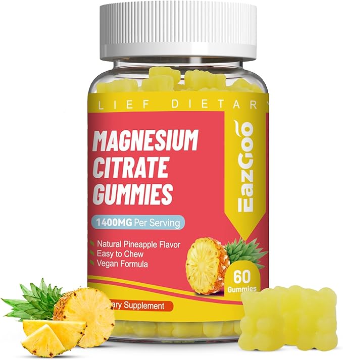 1400MG Magnesium Citrate Gummies, High Absorption Magnesium Gummies for Adults, Extra Strength Magnesium Gummy Supplement for Healthy Relaxation, Vegan, Non-GMO, 60 Gummies