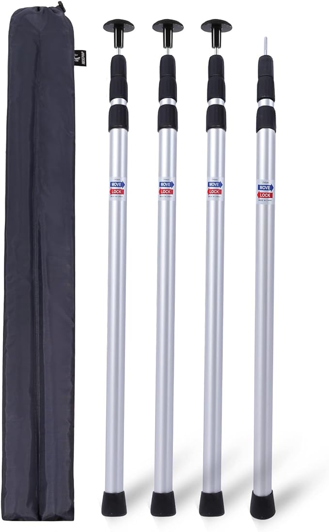 REDCAMP Aluminum Camping Tarp Poles, Set of 4, Adjustable Lightweight Tent Poles for Shelter, Awning