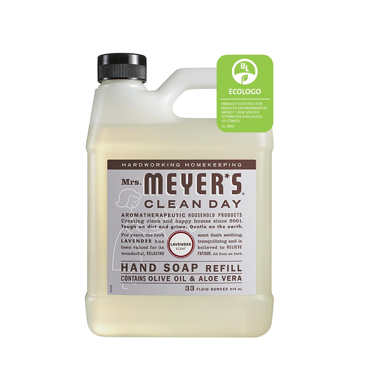 MRS. MEYER'S CLEAN DAY Liquid Hand Soap Refill, Cruelty Free and Biodegradable Formula, Lavender Scent, 33 Fl Oz (Pack of 1)