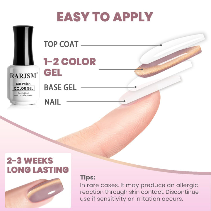 RARJSM Ice Glass Cat Eye Gel Nail Polish Light Dark Violet Purple Gold Velvet Cateye Glitter Translucent Sheer Color Gel Polish with Magnet Stick 15ml UV LED Curing Requires Soak Off Home Salon