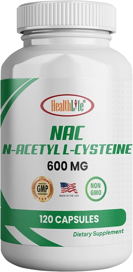HEALTH LFE HealthLife N-Acetyl L-Cysteine (NAC) 600mg, 120 Capsules - Non-GMO, Gluten Free, 120 Servings