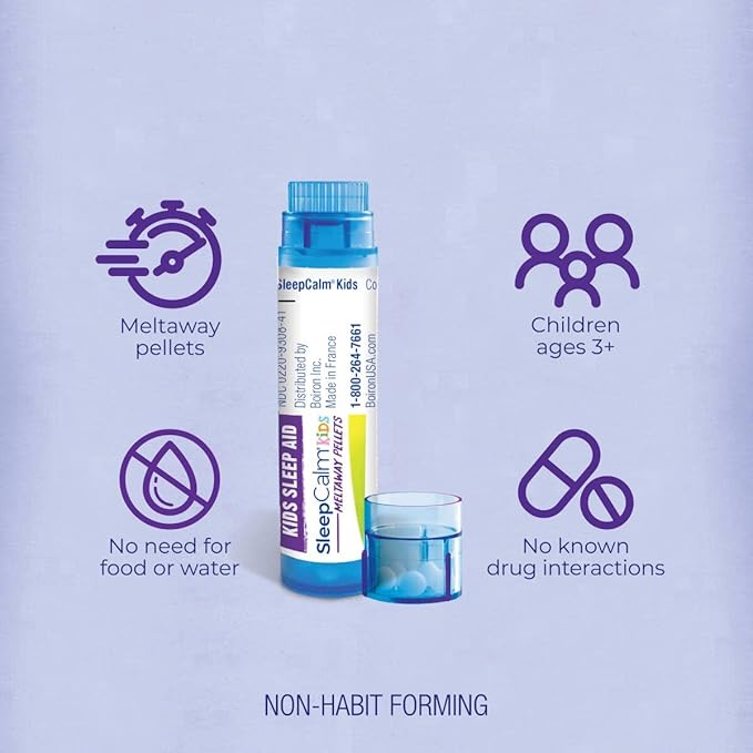 Boiron SleepCalm Kids Sleep Aid for Deep, Relaxing, Restful Nighttime Sleep - Melatonin-Free and Non Habit-Forming - 2 Count (160 Pellets)