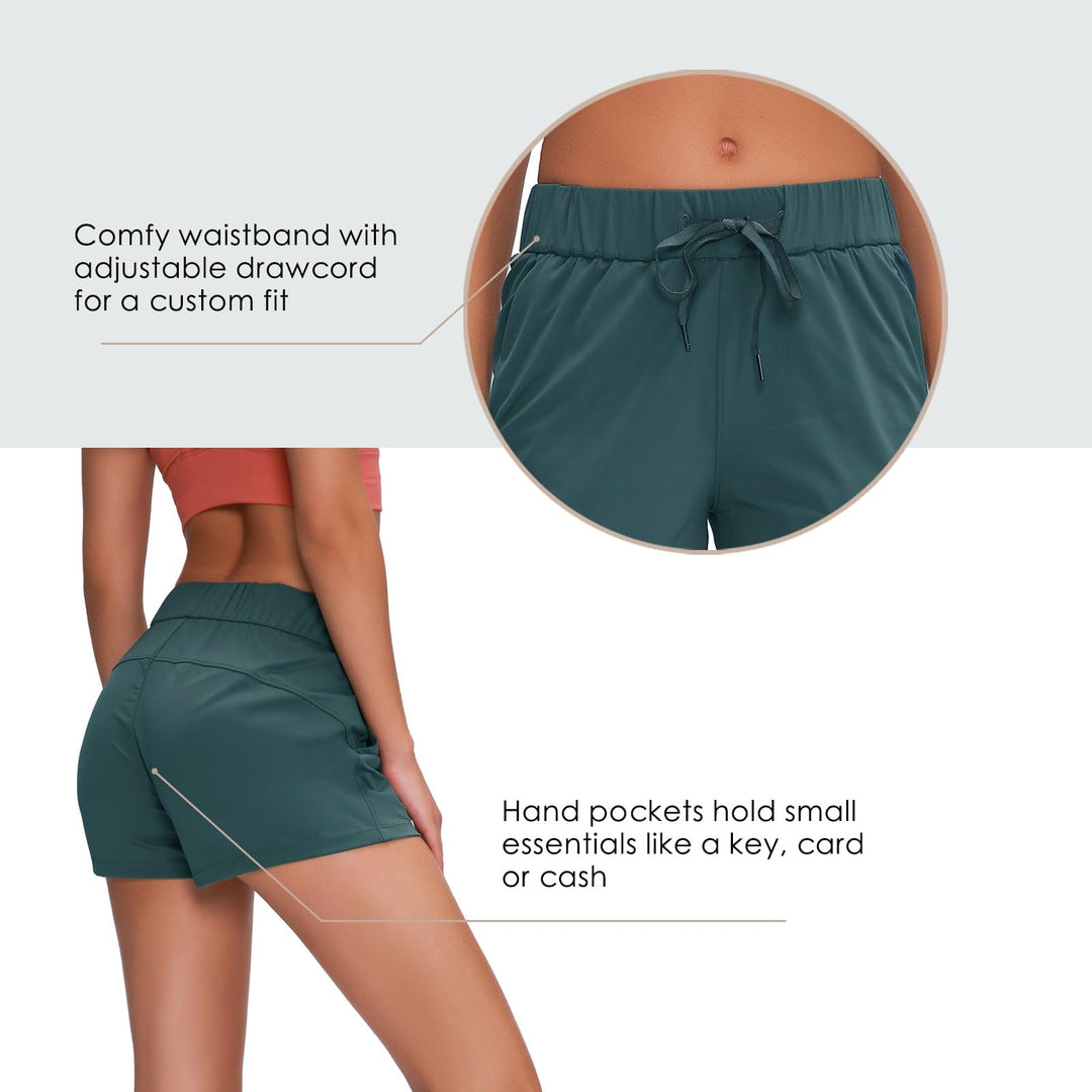 Willit Women's Shorts Hiking athletic Shorts Yoga Lounge Active Workout Running Shorts Comfy Casual with Pockets Blue Ashes XS