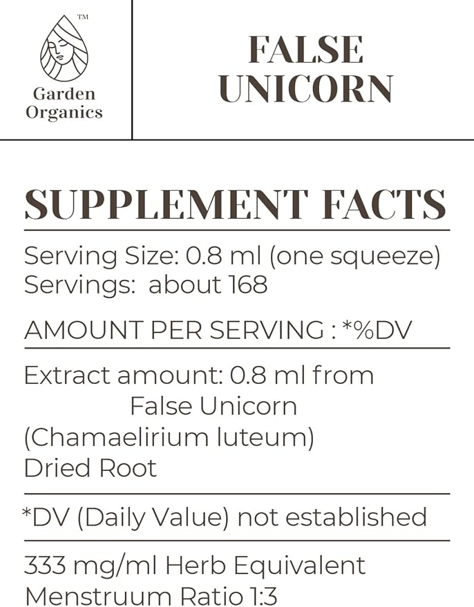 False Unicorn Alcohol-Free Natural Tincture Extract, Immune System Booster, Liquid Drops Made from 100% False Unicorn (Chamaelirium luteum) Dried Root (4 fl oz)