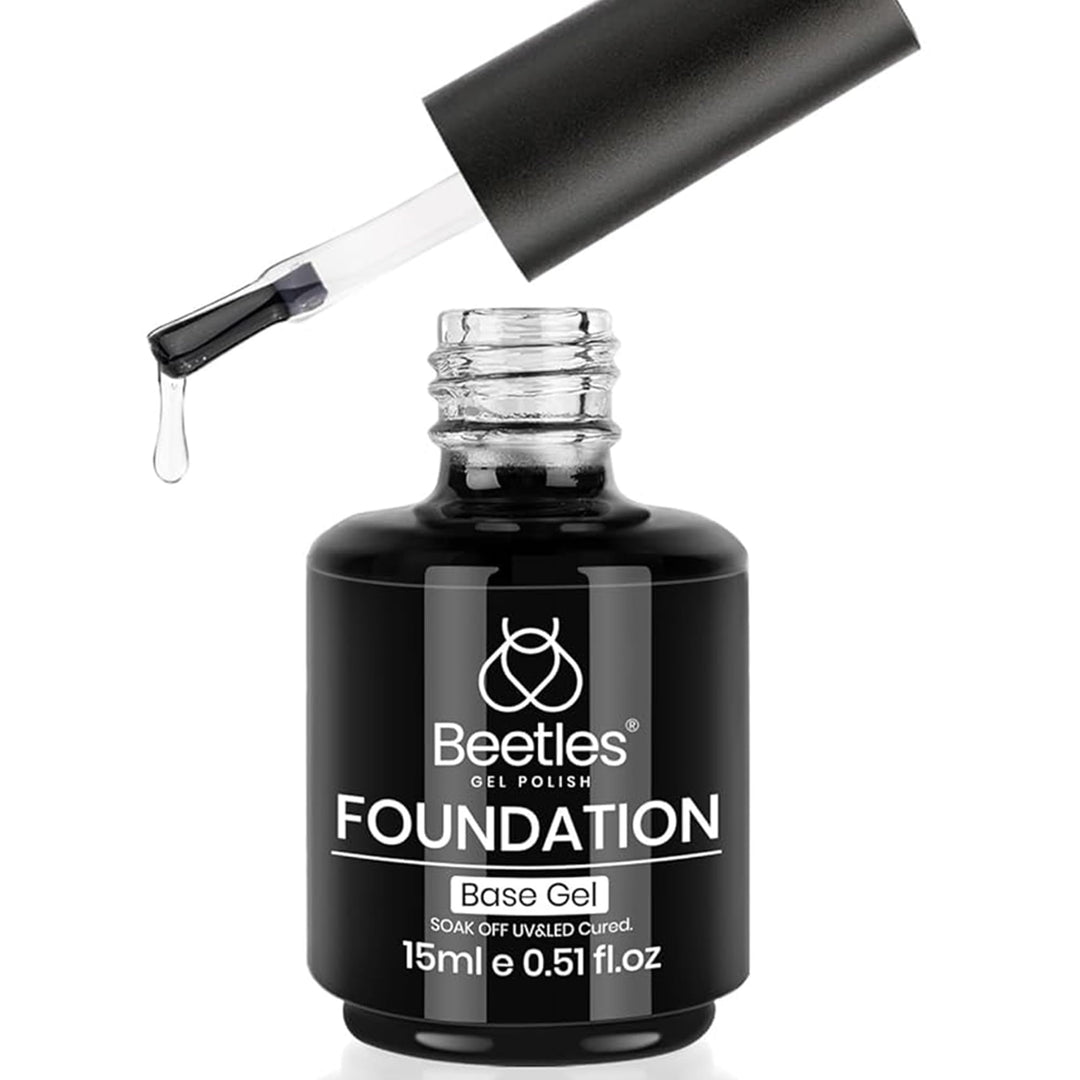 beetles Gel Base Coat 15ml for Gel Nail Polish Soak Off LED Lamp Upgraded Formula Long-Lasting DIY Home and Nail Salon