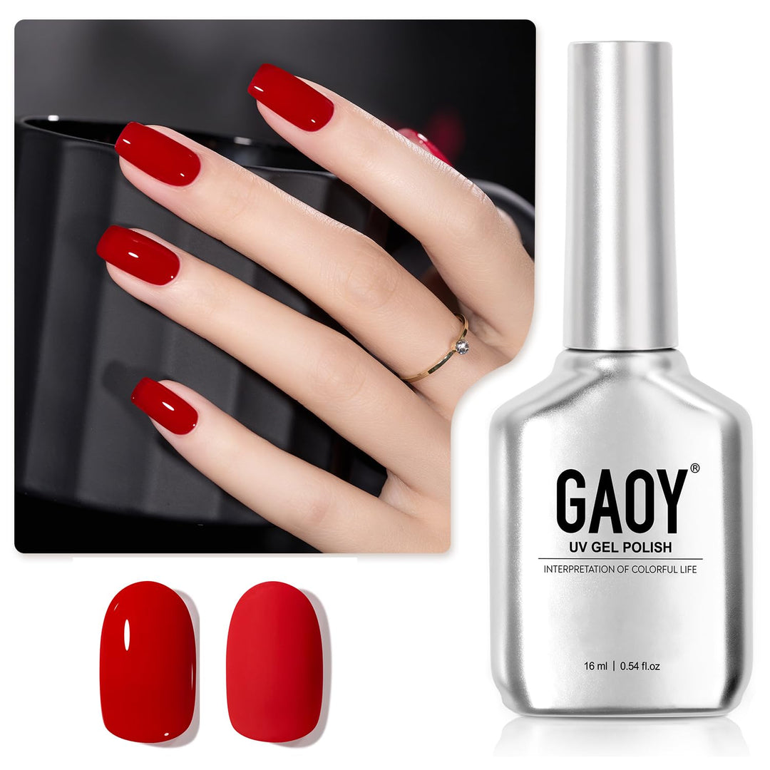 Gaoy Red Gel Nail Polish, 16Ml Soak Off Gel Polish, Uv Light Cure For Nail Art Diy Manicure At Home, 1177 Scarlet Red
