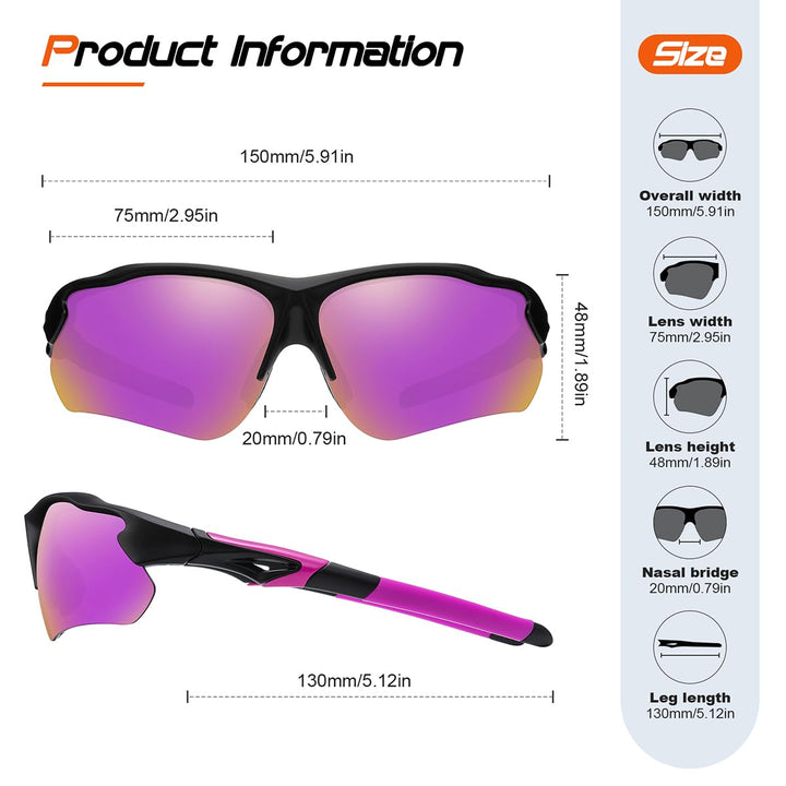 FAGUMA Polarized Sports Sunglasses for Men Women Fishing Cycling Running Golf Motorcycle TR90 Frame UV400