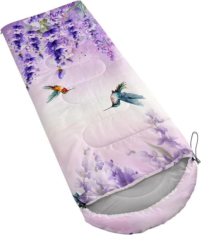 AILONEN Kids Floral Cat Camping Sleeping Bags,Lightweight & Waterproof,3 Season Warm & Cool Weather,Kawaii Kitten Sleeping Bags for Girls Adults,Travelling,Outdoors