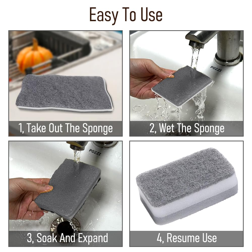 10 Pack Non-Scratch Scrub Sponge, Kitchen Cleaning Sponge for Cookware, Natural Kitchen Sponges, Cleaning Supplies for Dishes, Bathroom, Household Use