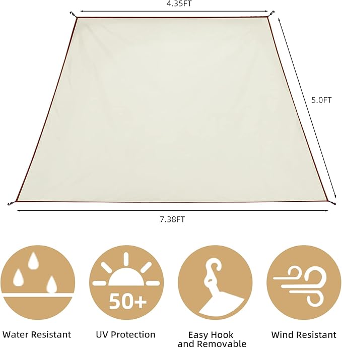 Sunwall for Instant Camping Canopy Shade Tent 8.2' X 8.2', Detachable Flap Sun Shade Side Wall Accessory to Block Sun, Wind, and Rain, 2 Pack Sidewall Only(Beige-2 pcs)