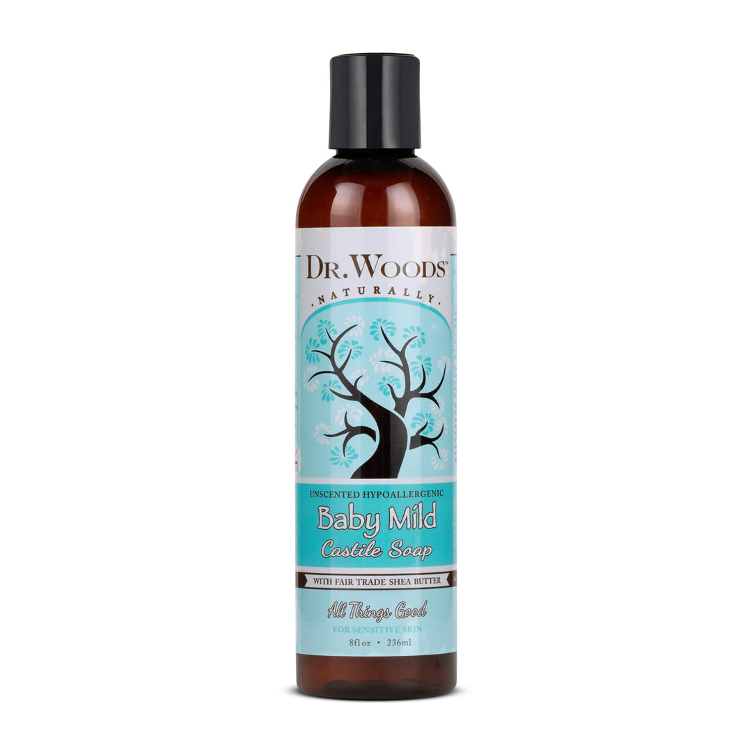 Dr. Woods Unscented Baby Mild Liquid Castile Soap with Organic Shea Butter, 8 Ounce