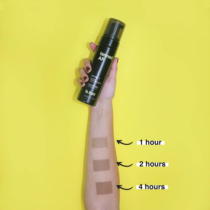b.tan Dark Self Tanner Mousse – 1 Hour Express Sunless Tanning Foam | Vegan, Ultra Dark Glow, 6.7 Fl Oz