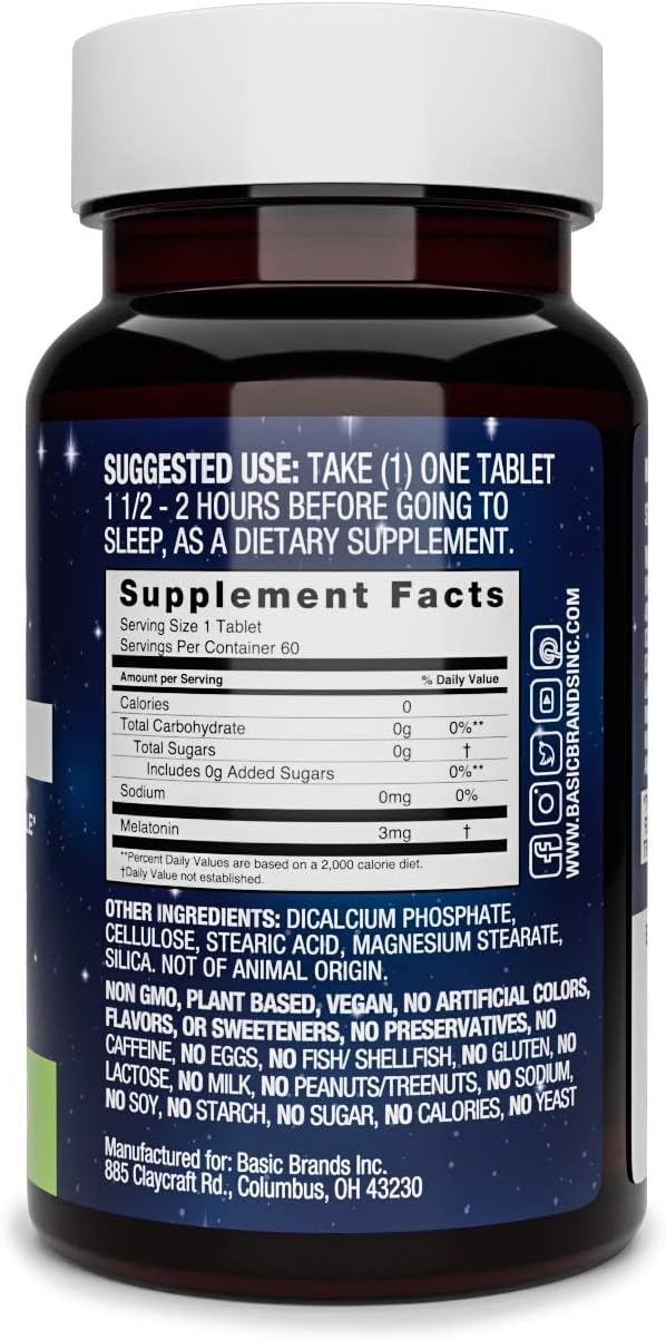 Sleep Melatonin, 3mg, Natural Sleep Support (Pack of 2)