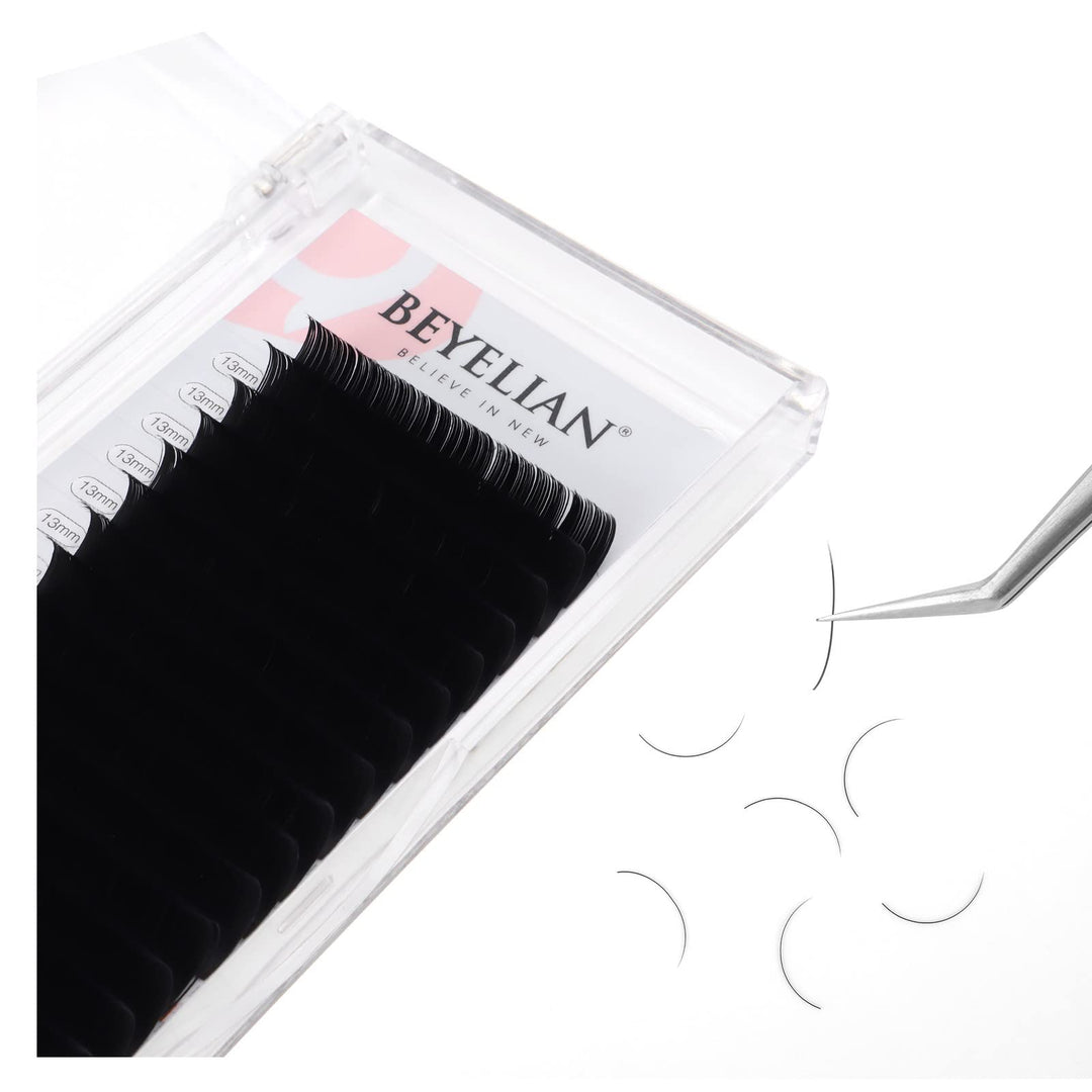 Beyelian Eyelash Extensions, Individual Lashes, 0.15Mm C Curl 13Mm Super Matte Classic Lash Extensions, Ellipse Flat Eyelash Ext