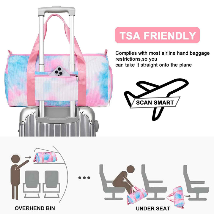 BLUBOON Duffle Bag Girls Kids Cute Gym Bag with Shoes Compartment & Wet Separation Waterproof Sports Overnight Travel Bag