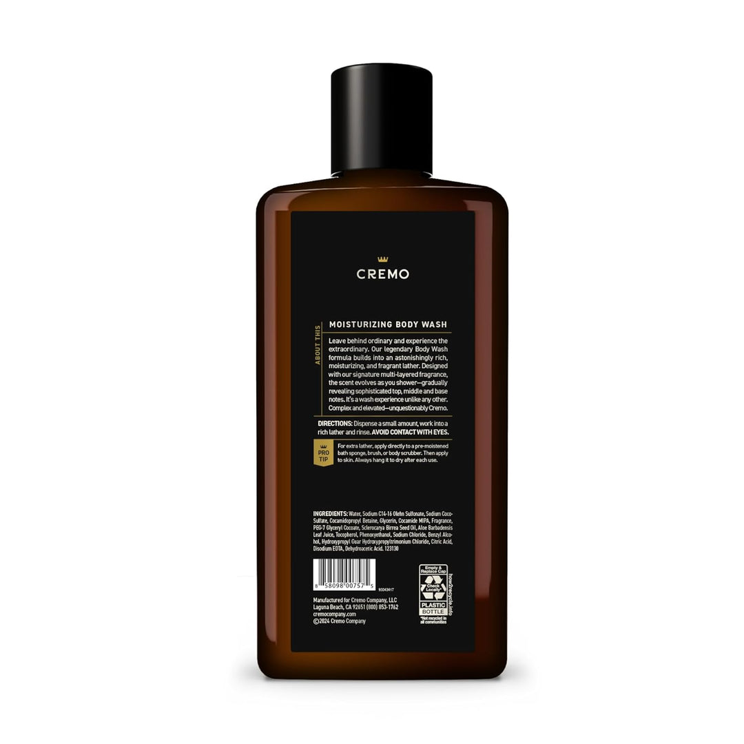 Cremo Body Wash for Men | Kentucky Bourbon & Smoked Vetiver | 16 Fl Oz