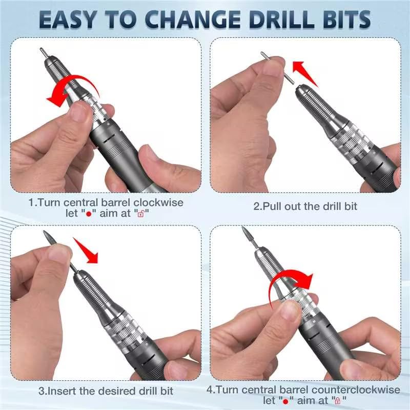 Professional Nail Drill Machine, HoMove 35000RPM Portable Nail Drills, Rechargeable Efile Nails Drill, Low Heat Electric Nail File for Acrylic Gel Nails