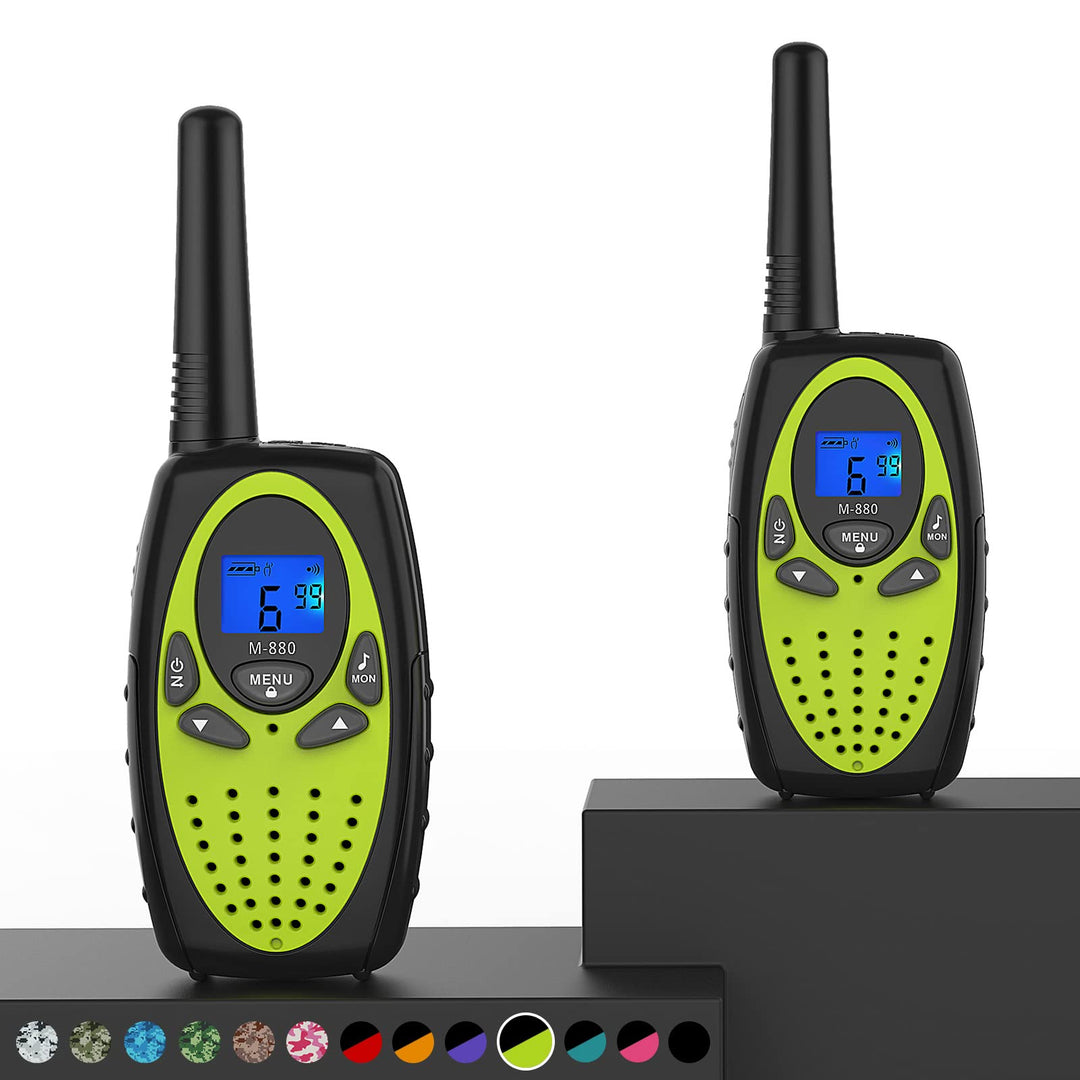 Topsung Walkie Talkies Long Range,M880 FRS Two Way Radio for Adults Toy for Kid with Mic LCD Screen/Durable Wakie-Talkies with Noise Cancelling for Men Women Outdoor Cruise Ship (Yellow Green 2 in 1)