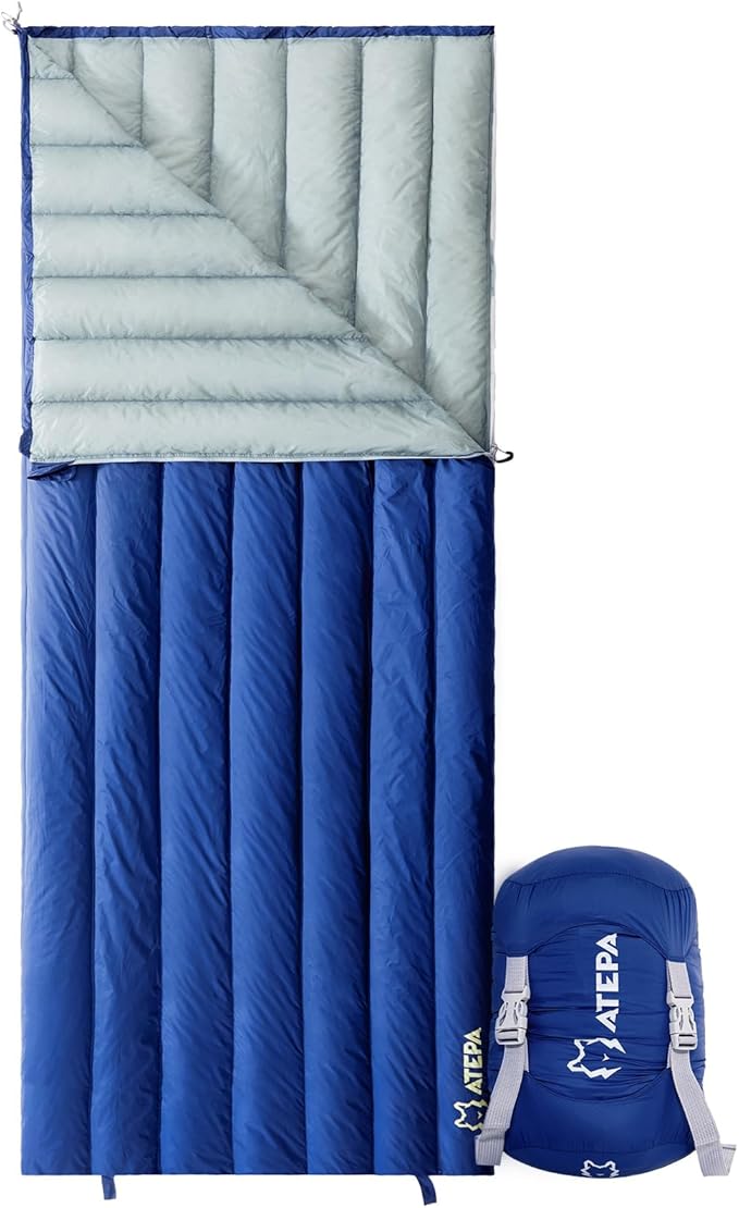 ATEPA Down Sleeping Bag for Adults, 650FP Ultralight 3 Season Compact Packable Sleeping Bag with Compression Sack for Camping Backpacking Hiking