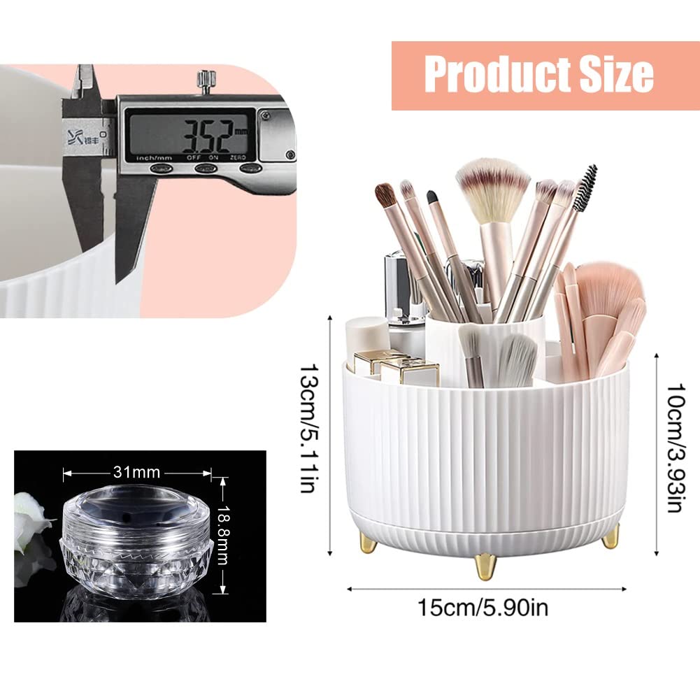 360° Rotating Pencil Pen Pot, Creative Pencil Pen Holder Makeup Brush Holder with 5 Compartments,Rotatable Desktop Desk Tidy Organiser Decorative Stationery Storage Boxes for Home Office