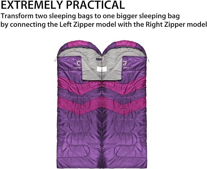 Gold Armour Sleeping Bags for Adults Cold Weather & Warm - Backpacking Camping Sleeping Bag for Kids 10-12, Girls, Boys - Lightweight Compact Camping Essentials Gear Accessories, Left Zipper