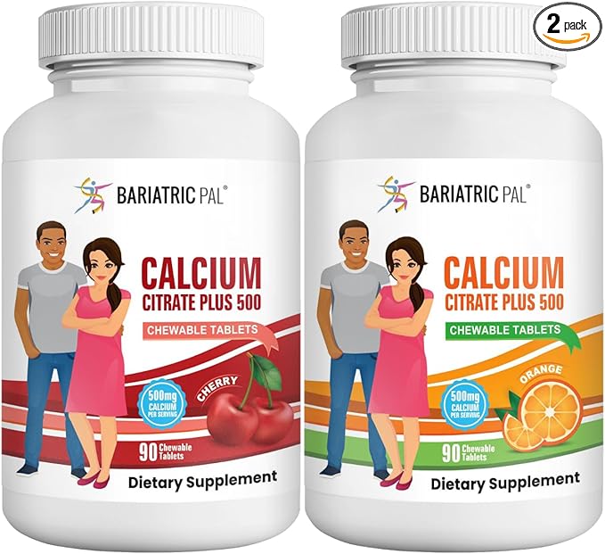 BariatricPal Calcium Citrate 500mg Chewable Tablets - 2-Flavor Variety Pack