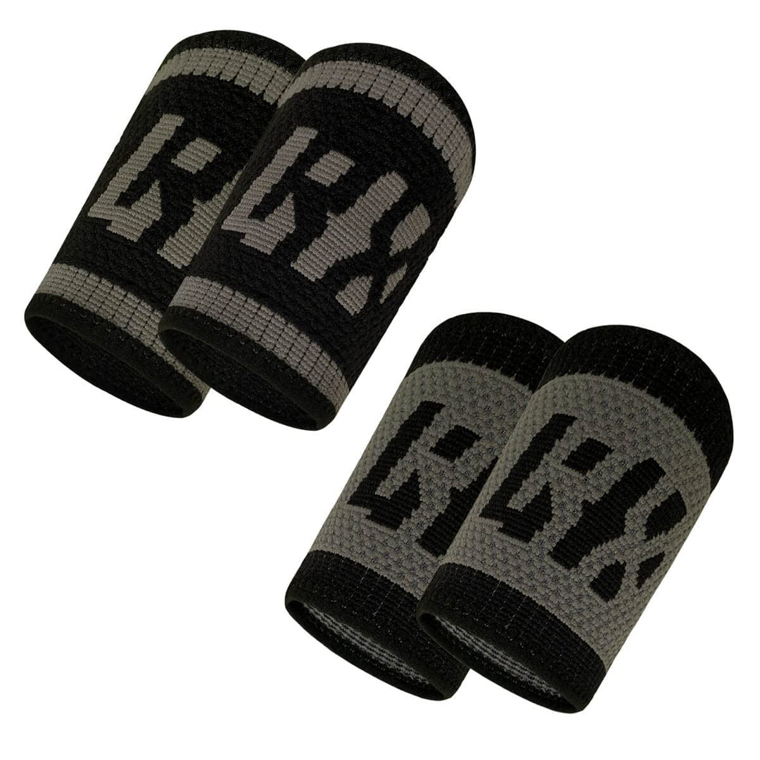 LYFT-RX Wrist Sweatbands, Slim Fit Design for Weightlifting, Gym, Workout, Cross Training, Weight Lift, Sports, 4.5 inch Sweat Wicking Wrist Bands, Men & Women, 2 Pairs - Gray Dark/Light Small