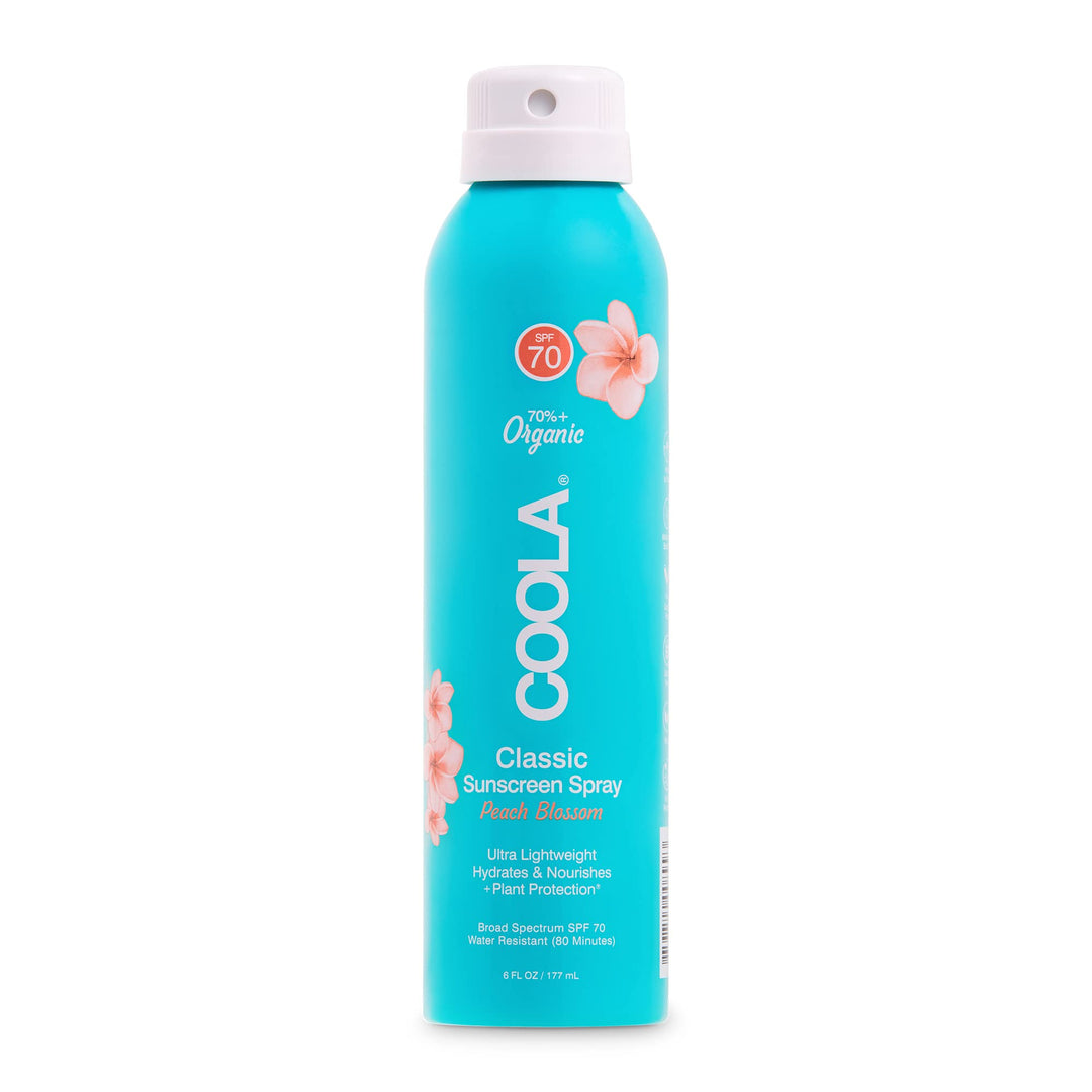 Coola Organic Sunscreen Spf 70 Sunblock Spray, Dermatologist Tested Skin Care For Daily Protection, Vegan And Gluten Free, Peach