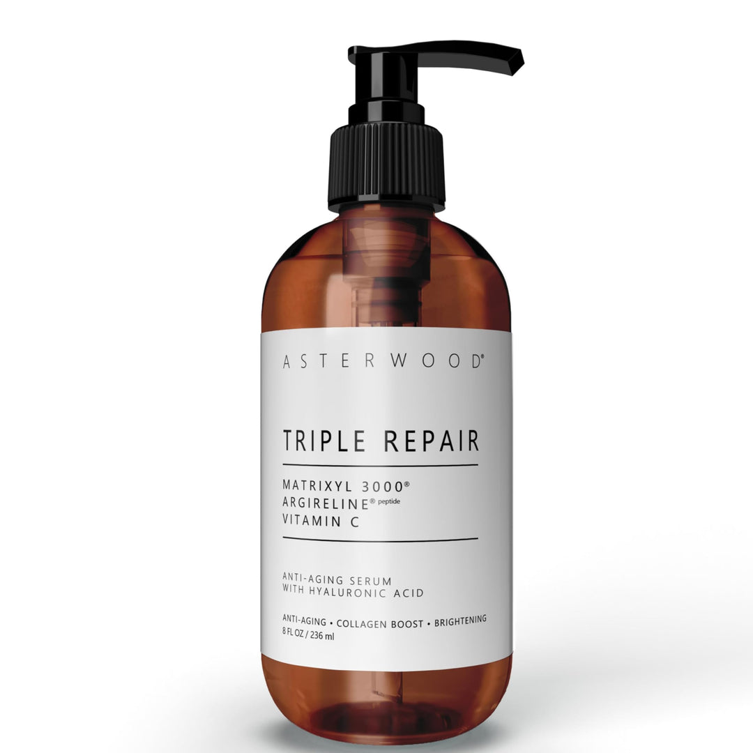 ASTERWOOD Triple Repair Matrixyl 3000 + Argireline + Vitamin C Face Serum - Formulated with Hyaluronic Acid - Anti-Aging and Ant