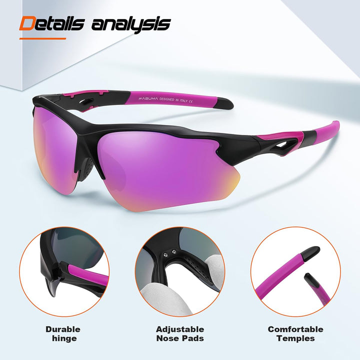 FAGUMA Polarized Sports Sunglasses for Men Women Fishing Cycling Running Golf Motorcycle TR90 Frame UV400