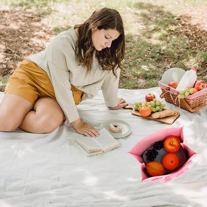 Insulated Lunch Bag for Men/Women/Kids, Roll top Reusable Lunch Box with Adjustable Shoulder Strap, Thermal Lunch Cooler Tote Container for Adults/Teens School Work Office Picnic,Pink